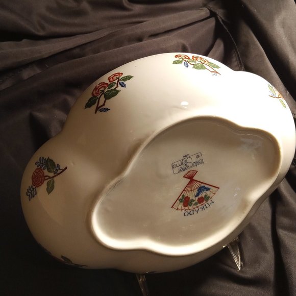 RARE FIND MIKADO UNIQUE OVAL BOWL BY TASTER SELLER SIGMA WITH BLUE BIRDS & PALMS - Picture 6 of 7